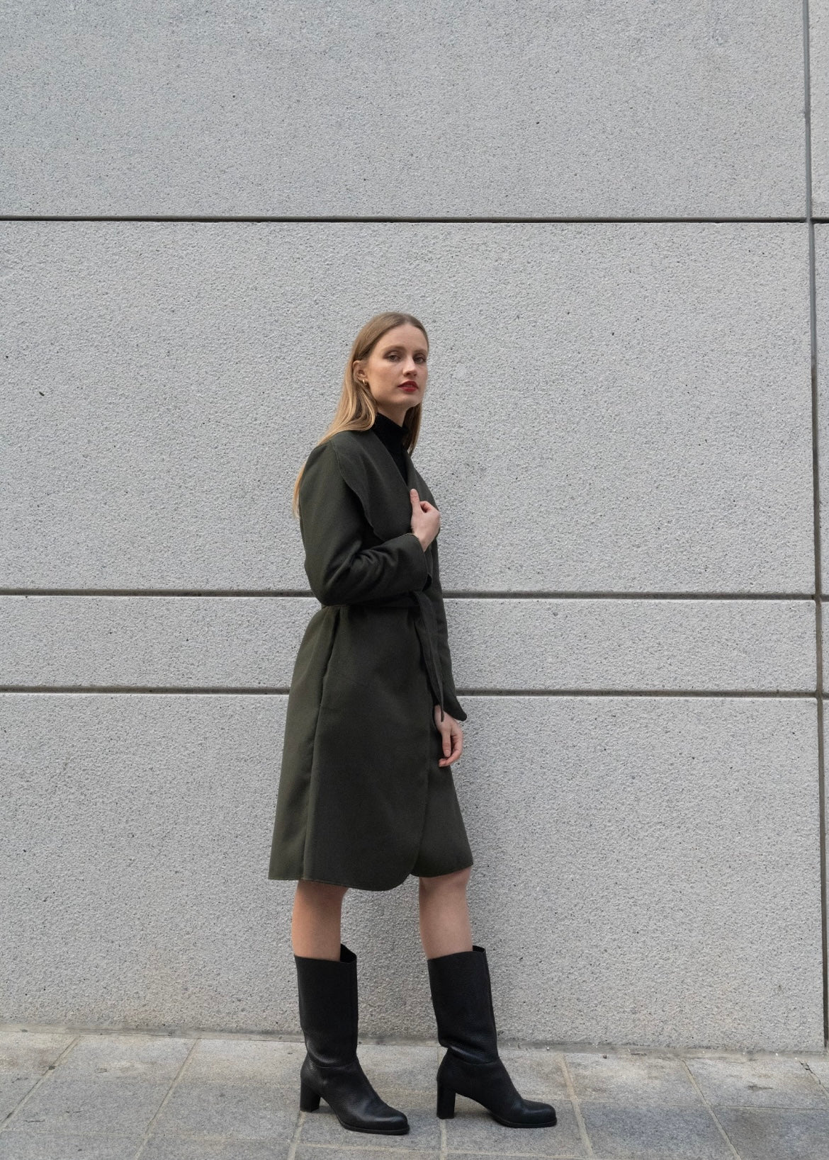 The Wrap Coat in Forest Green