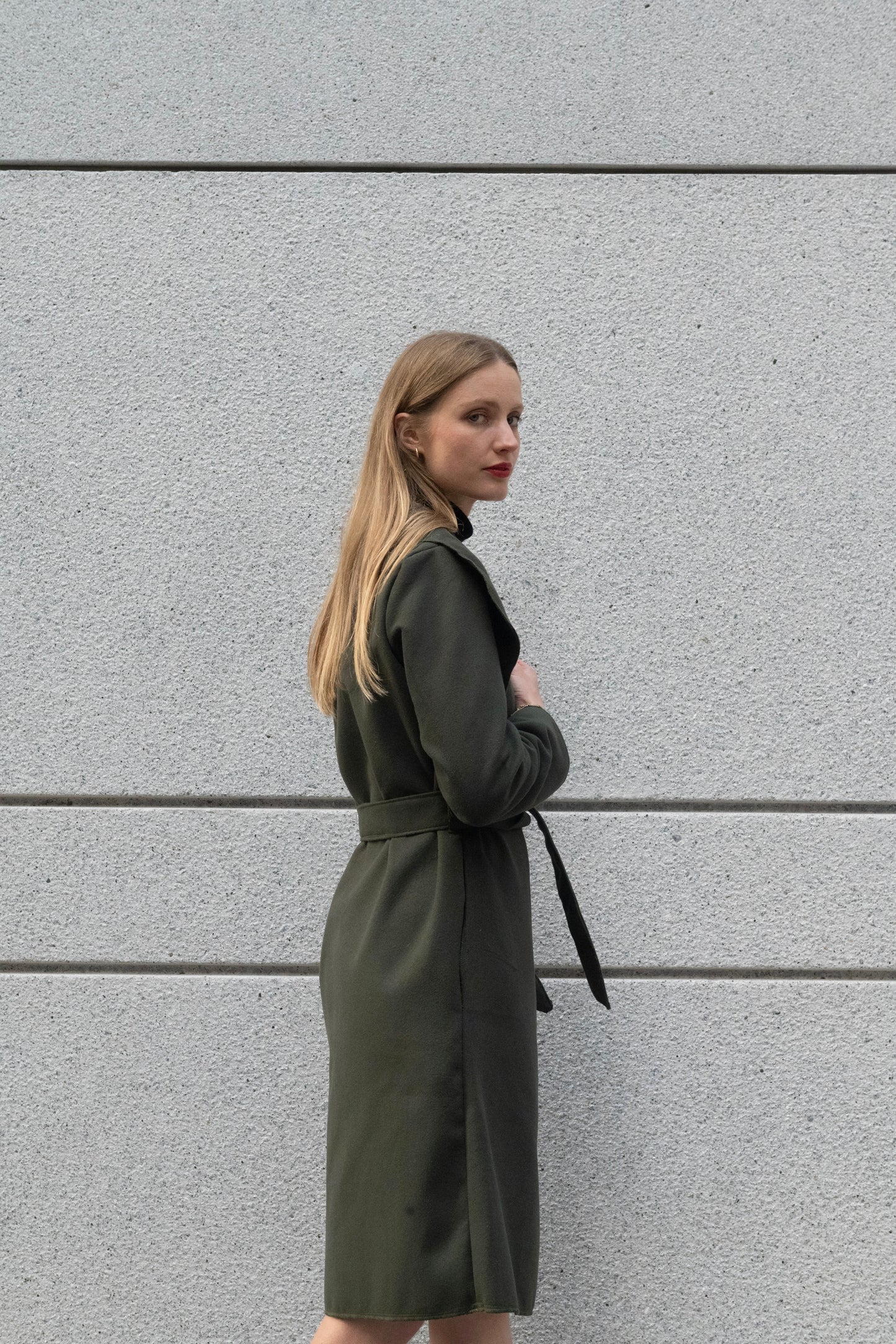 The Wrap Coat in Forest Green