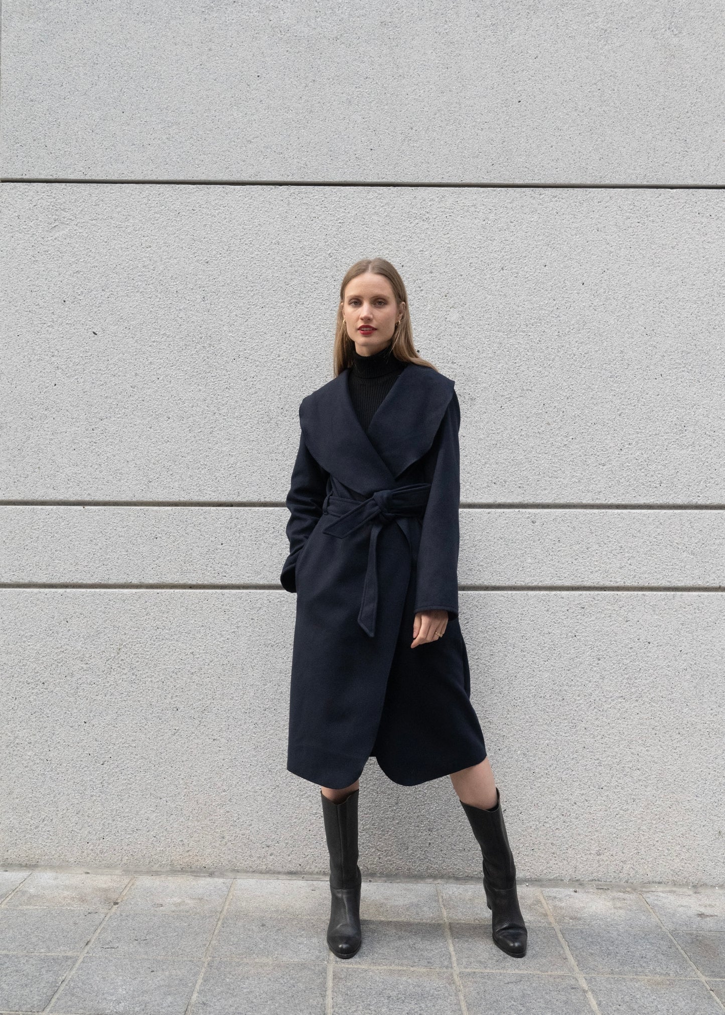 The Wrap Coat in Blu