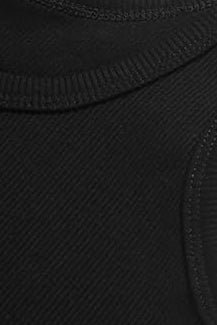 Close-up of a black tank top on a white background