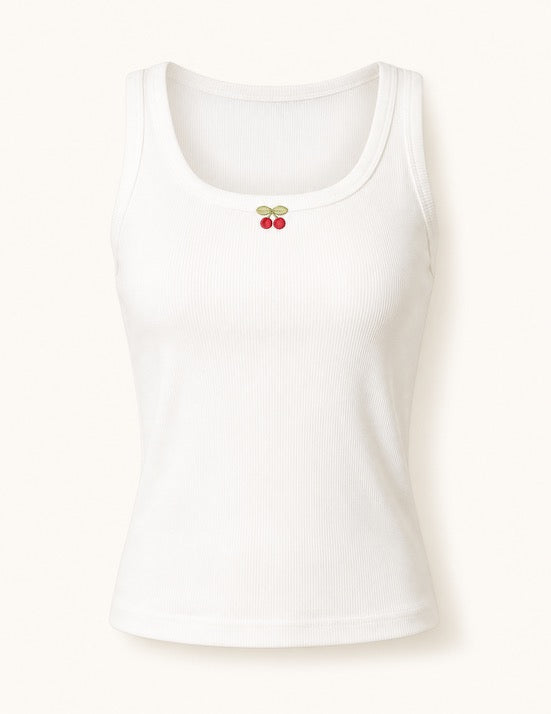 The Cherry Crop Tank in Meringue