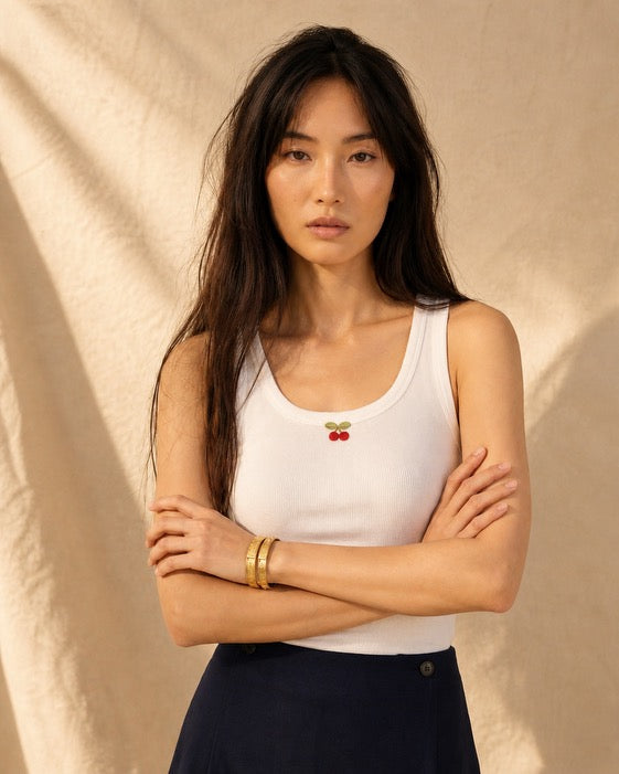 The Cherry Crop Tank in Meringue
