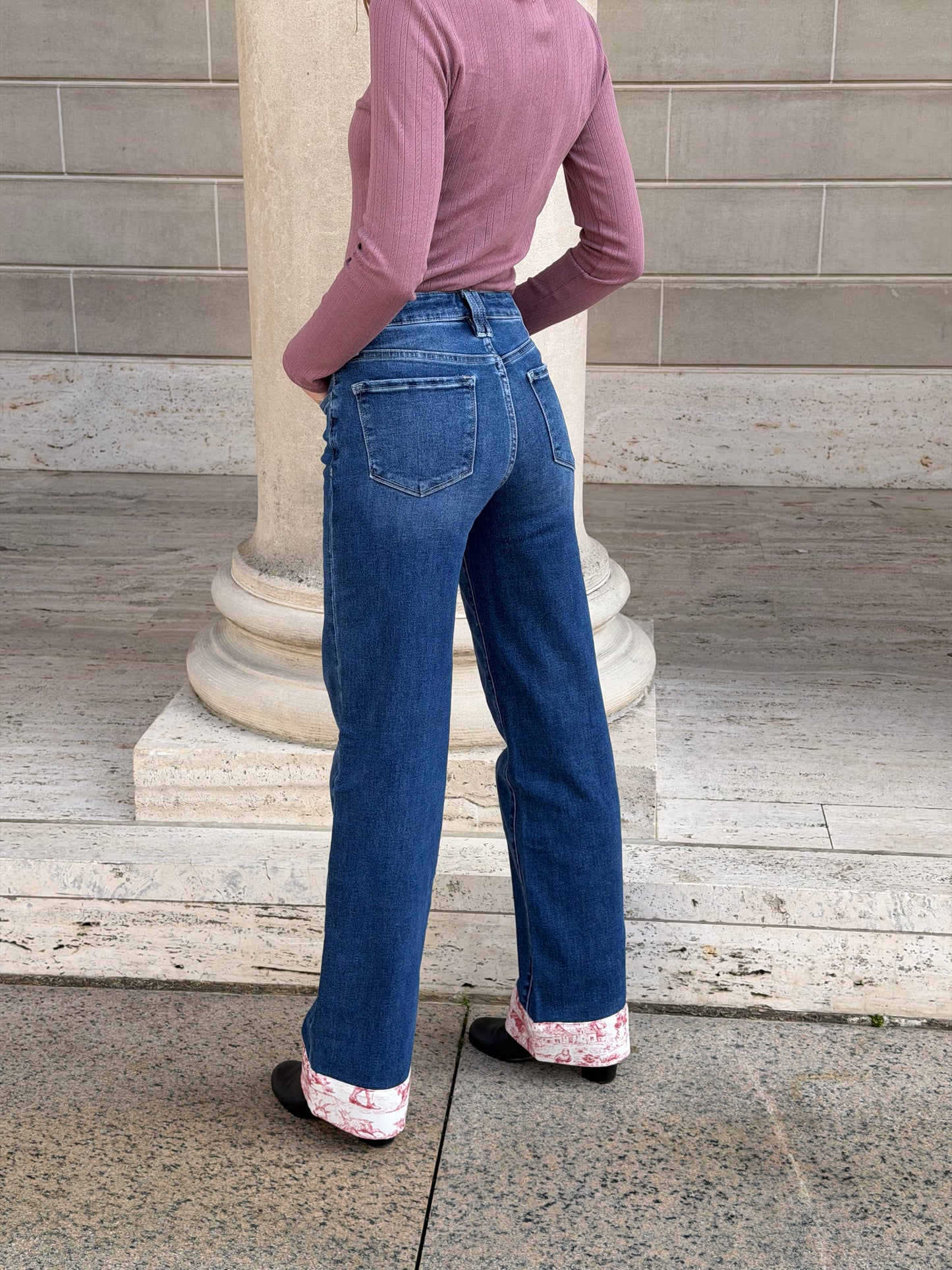 The Wide Leg Jean in Cherry Toile