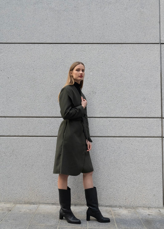 The Wrap Coat in Forest Green