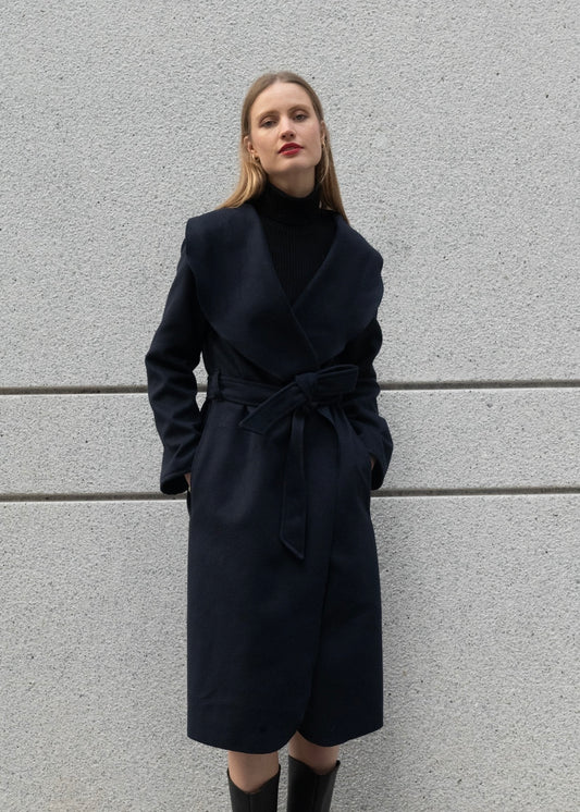 The Wrap Coat in Blu