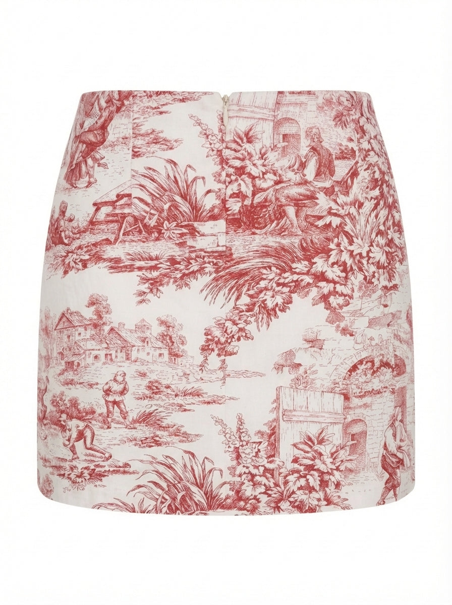 The Mini Skirt in Cherry Toile