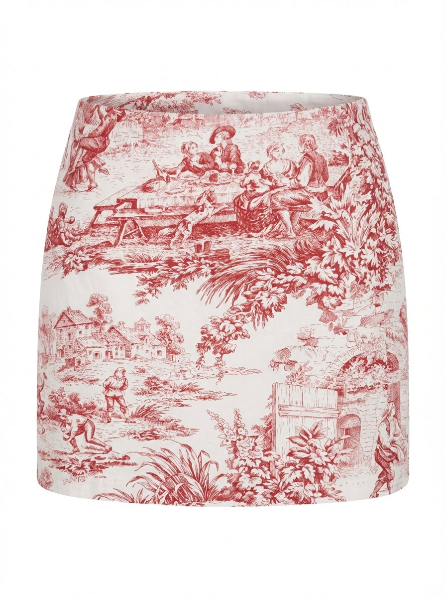 The Mini Skirt in Cherry Toile