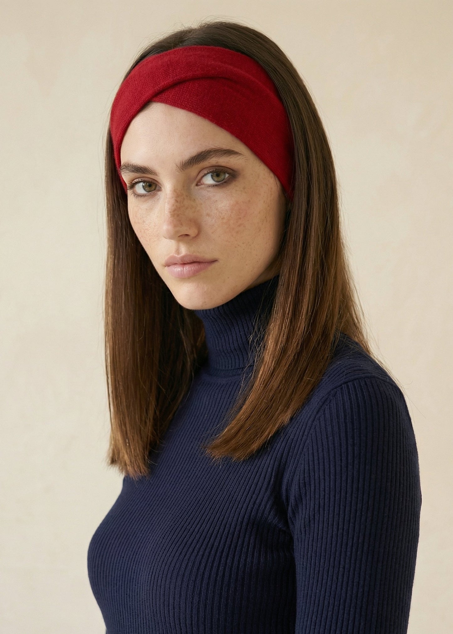 Cashmere Knit Headband- Red