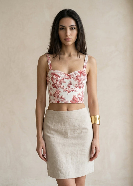 The Crop Top in Cherry Toile