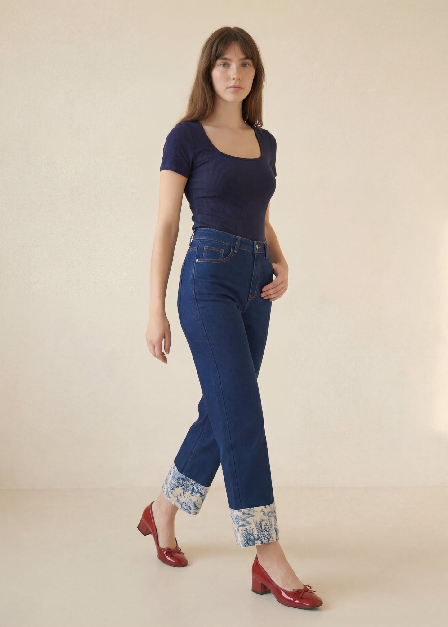 The Wide Leg Jean in Blue Toile