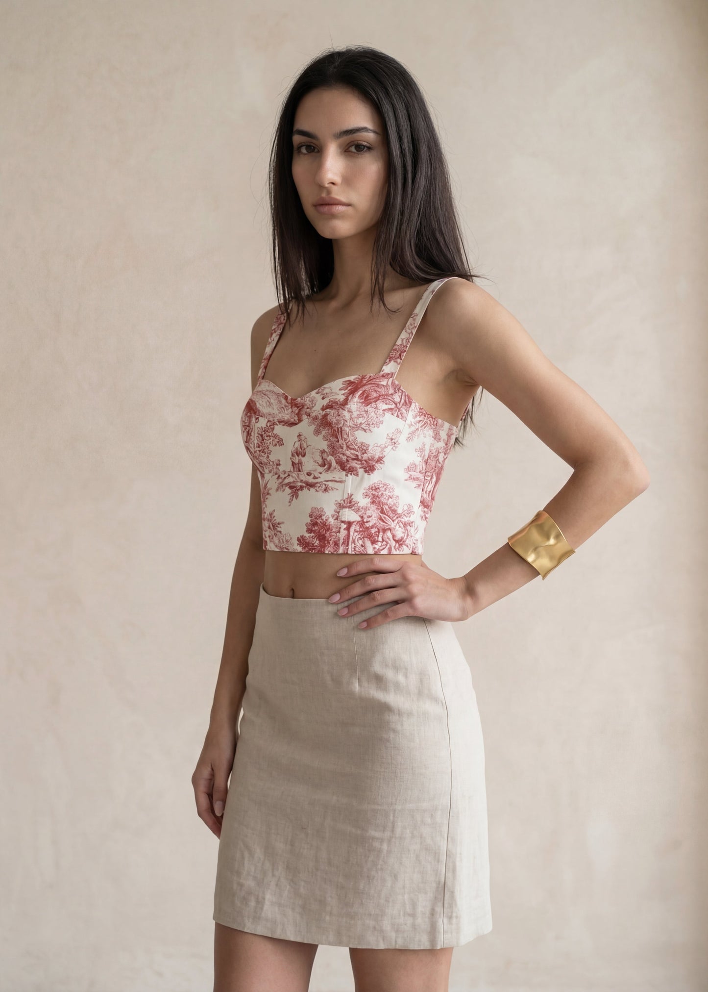 The Crop Top in Cherry Toile
