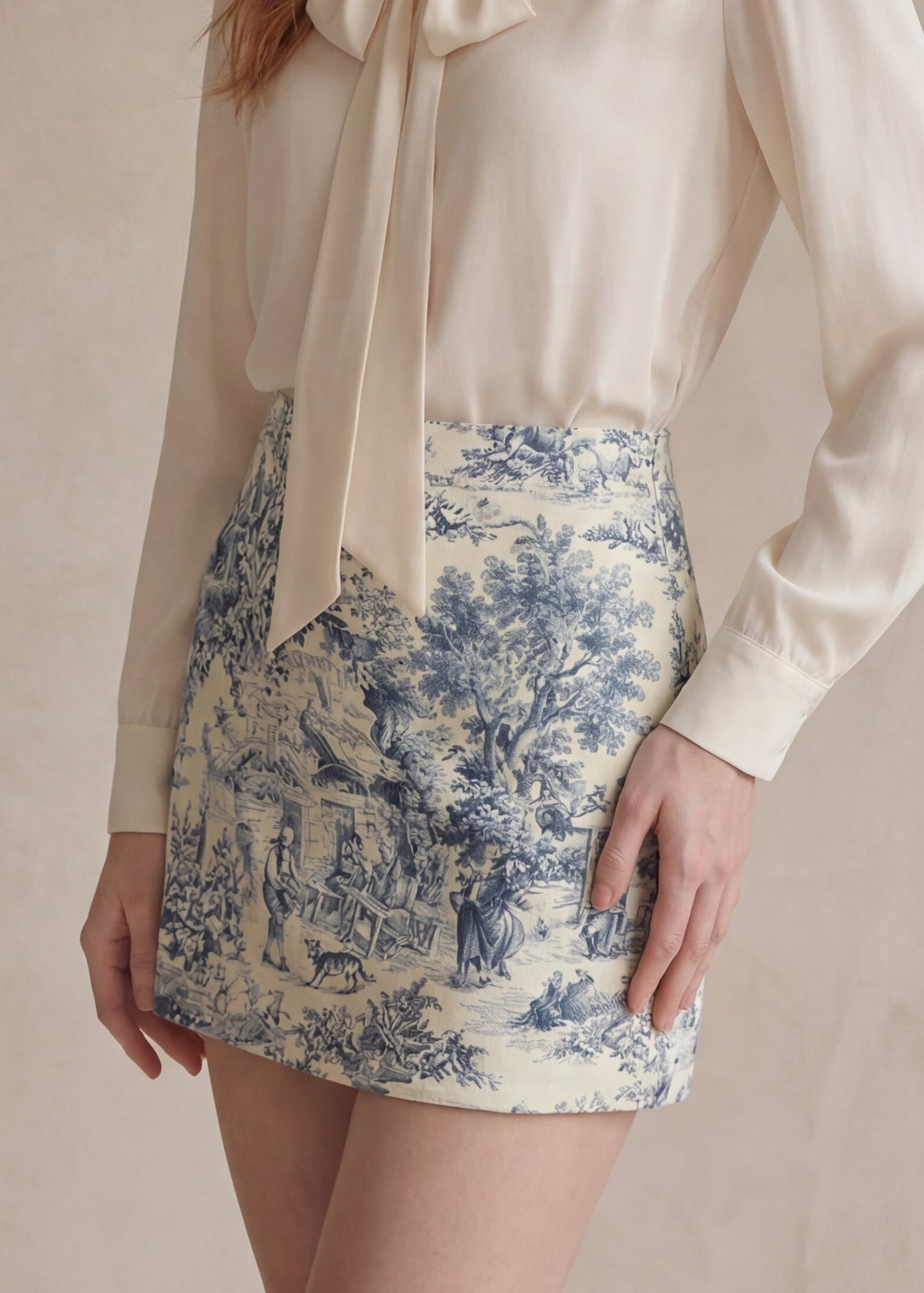 The Mini Skirt in Blue Toile