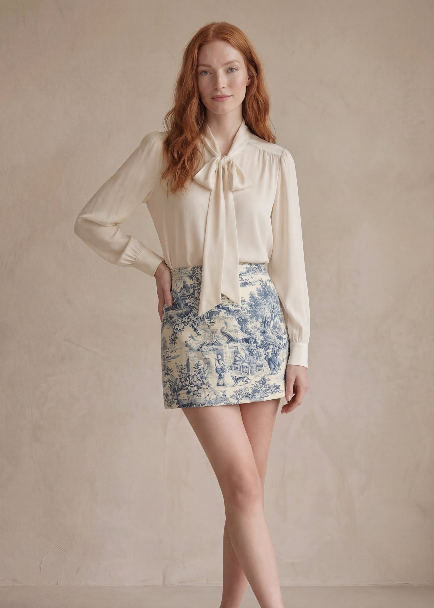 The Mini Skirt in Blue Toile