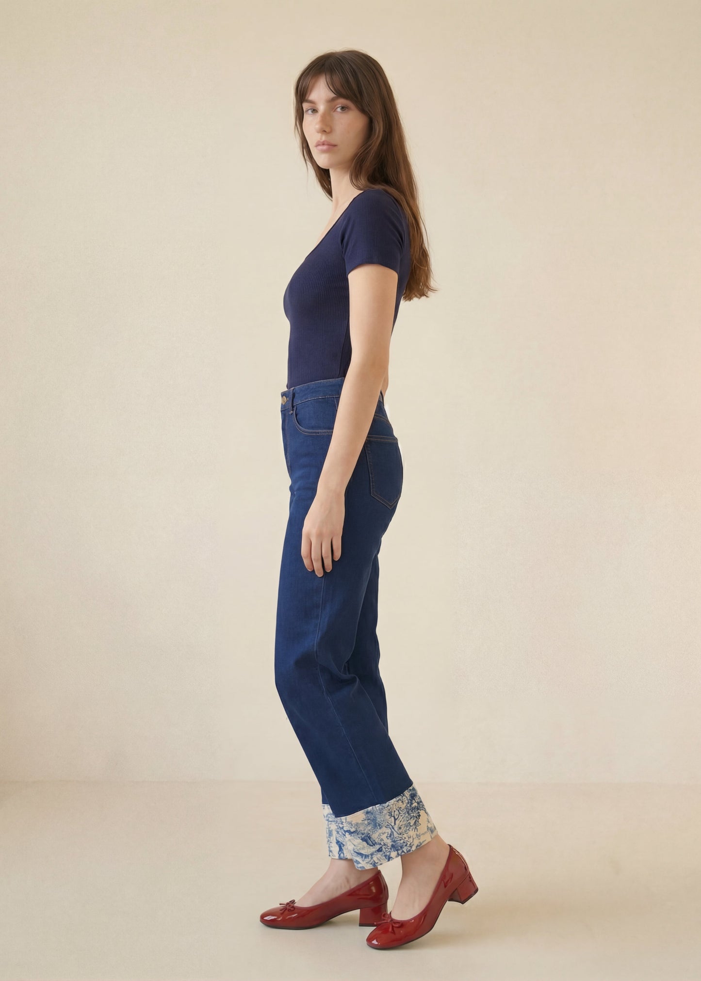 The Wide Leg Jean in Blue Toile