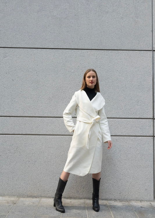 The Wrap Coat in Cream