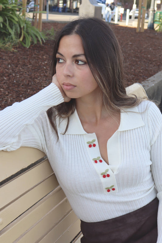 The Cherry Sweater in Buttermilk